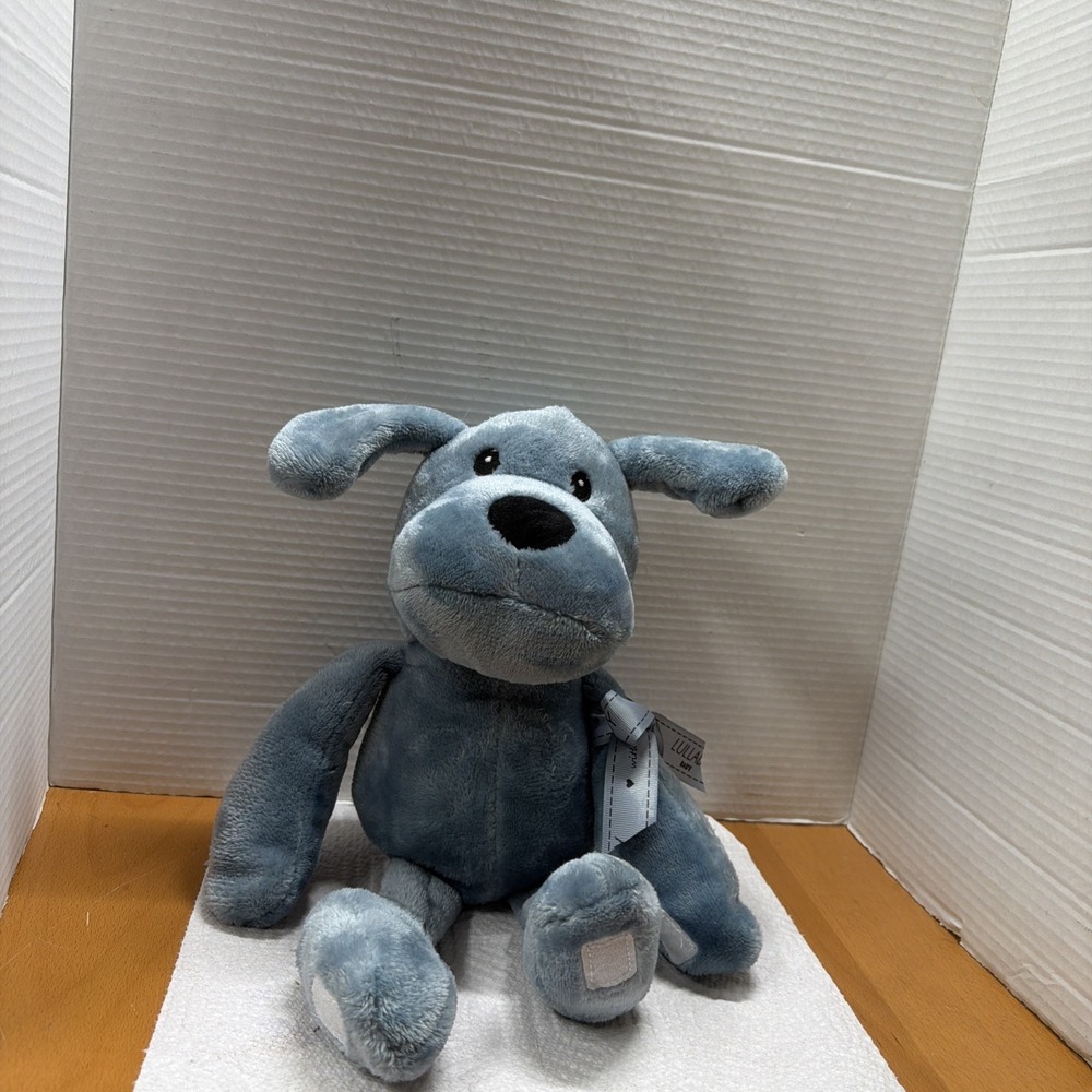 Lullaby Baby Blue Puppy Dog Plush Lovey Stuffed Animal Toy Sewn Eyes Hugger